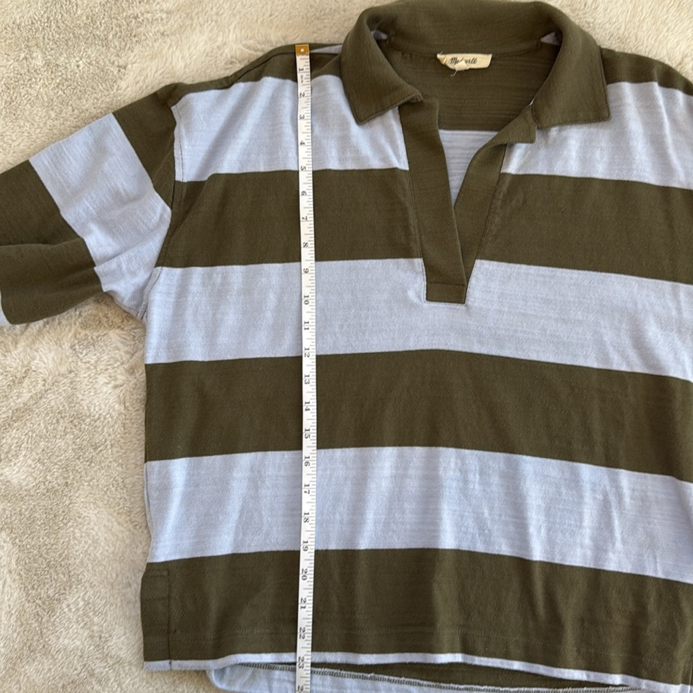 Madewell Striped Long Sleeve Polo Shirt. Size M - Picture 5 of 6